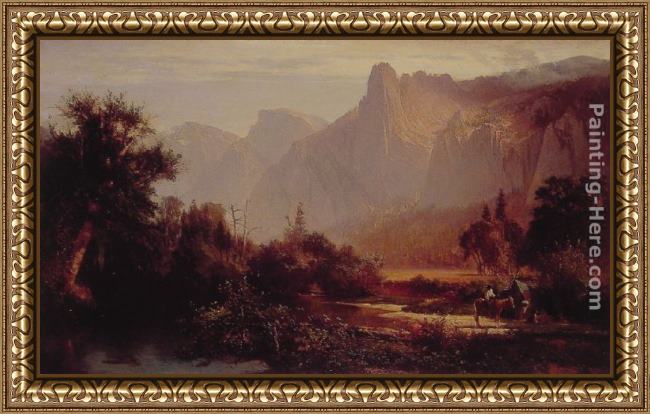 Framed Thomas Hill yosemite valley painting