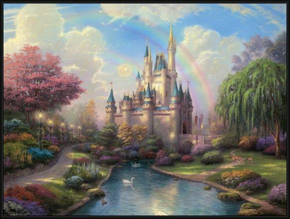 Framed Thomas Kinkade a new day at the cinderella's castle painting