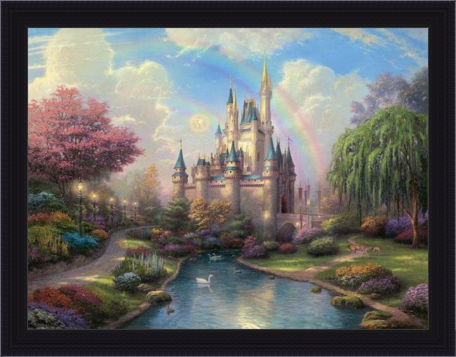 Framed Thomas Kinkade a new day at the cinderella's castle painting
