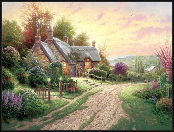 Framed Thomas Kinkade a peaceful time painting