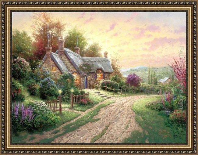 Framed Thomas Kinkade a peaceful time painting