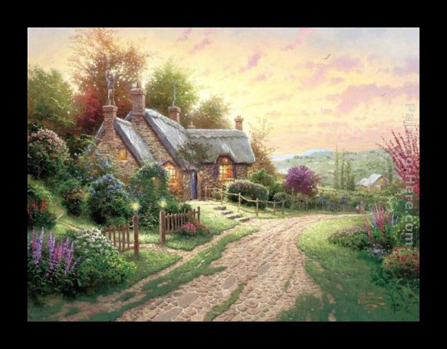 Framed Thomas Kinkade a peaceful time painting