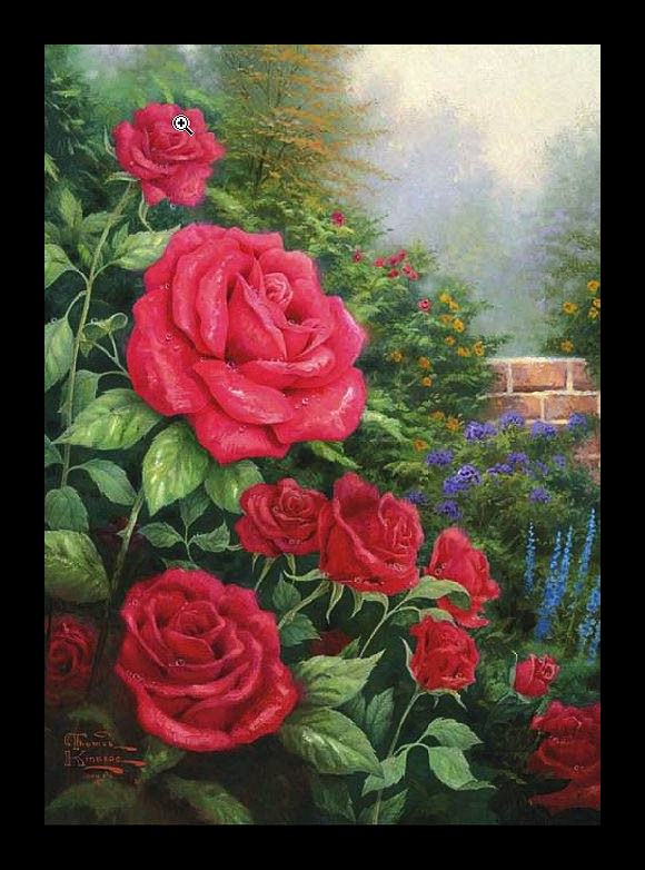 Framed Thomas Kinkade a perfect red rose painting