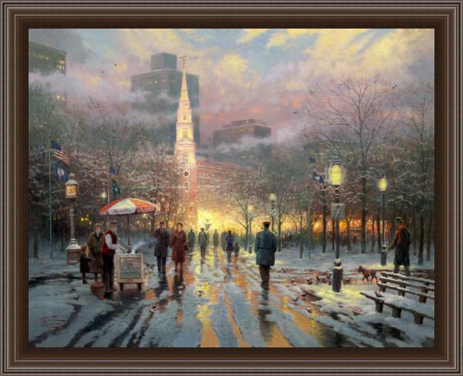 Framed Thomas Kinkade boston celebration painting