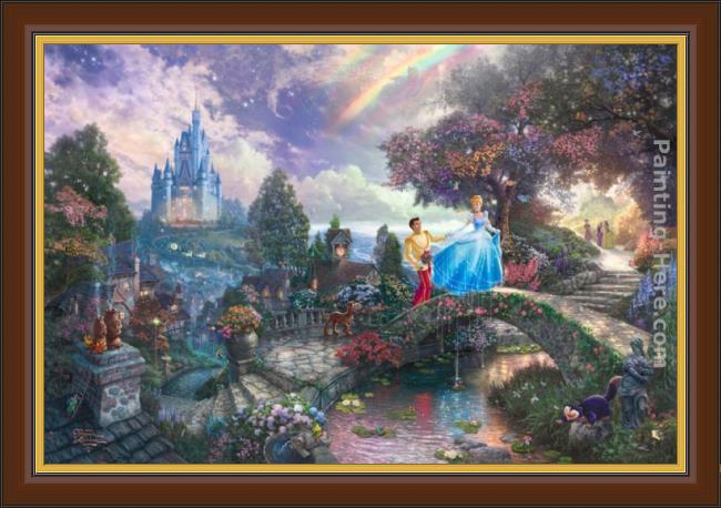 Framed Thomas Kinkade cinderella wishes upon a dream painting