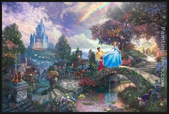 Framed Thomas Kinkade cinderella wishes upon a dream painting