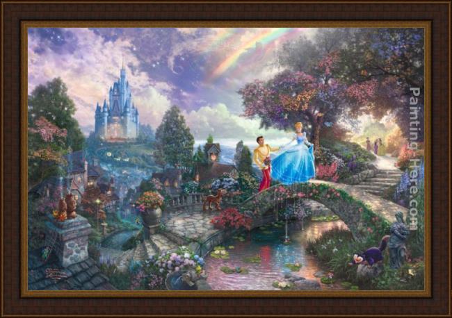 Framed Thomas Kinkade cinderella wishes upon a dream painting