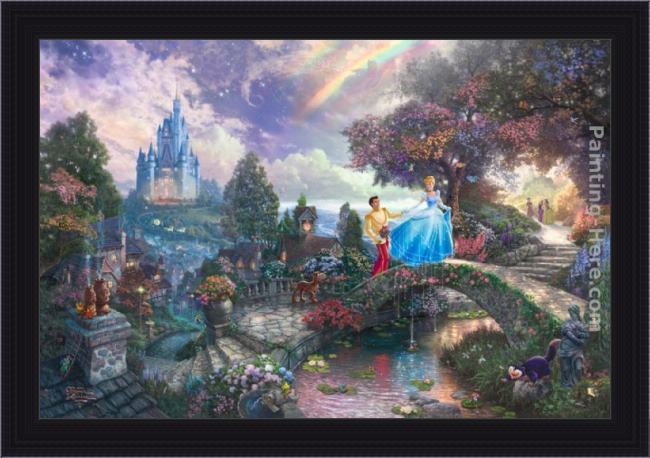 Framed Thomas Kinkade cinderella wishes upon a dream painting