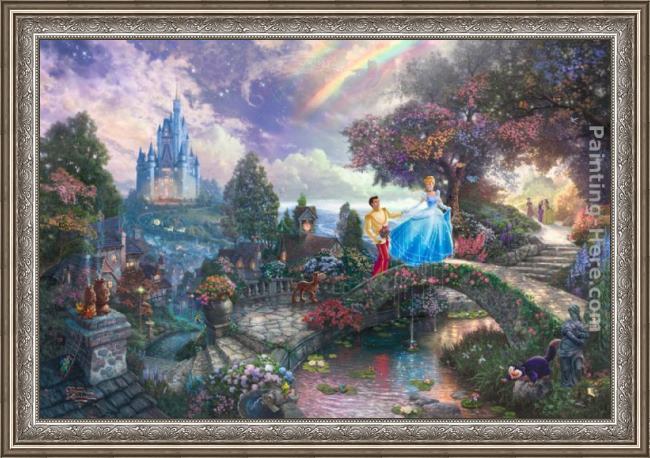 Framed Thomas Kinkade cinderella wishes upon a dream painting