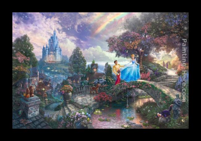 Framed Thomas Kinkade cinderella wishes upon a dream painting