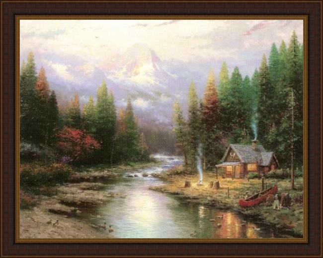 Framed Thomas Kinkade end of a perfect day ii painting