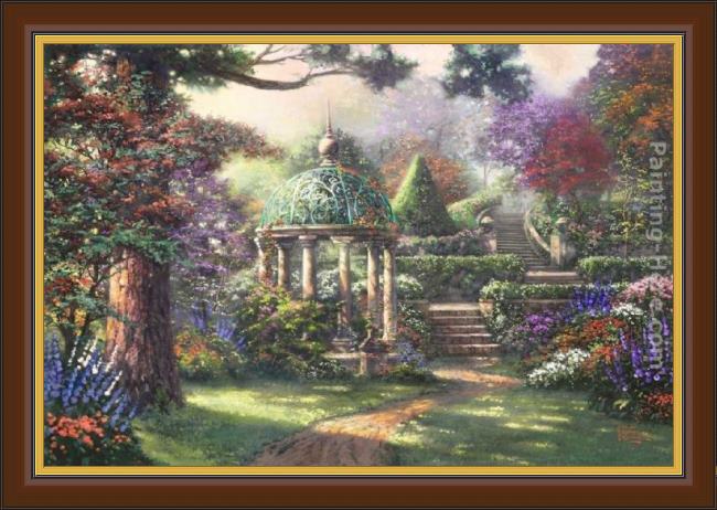 Framed Thomas Kinkade gazebo of prayer painting