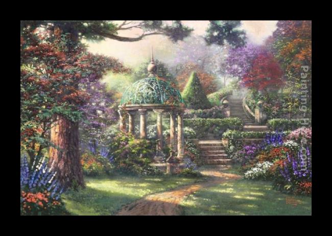 Framed Thomas Kinkade gazebo of prayer painting