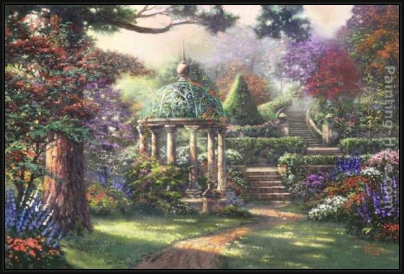 Framed Thomas Kinkade gazebo of prayer painting