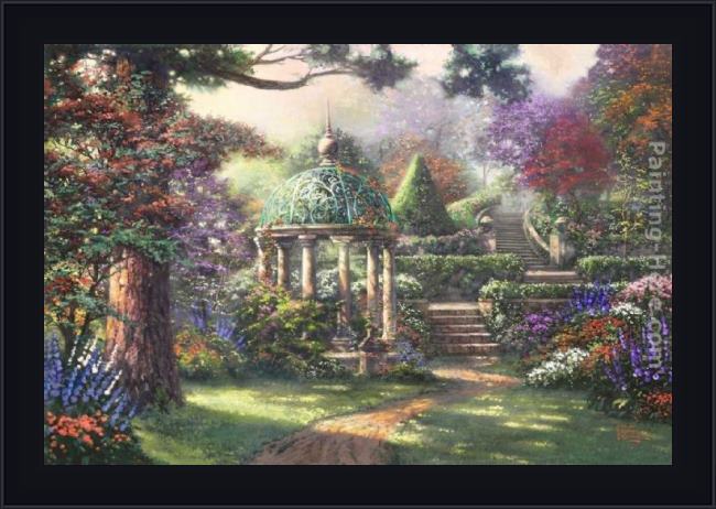 Framed Thomas Kinkade gazebo of prayer painting