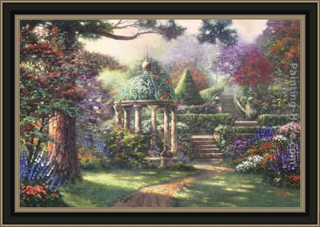 Framed Thomas Kinkade gazebo of prayer painting