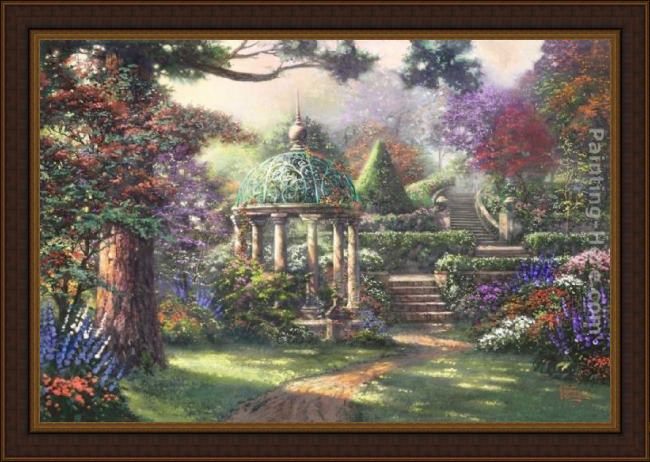 Framed Thomas Kinkade gazebo of prayer painting