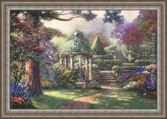 Framed Thomas Kinkade gazebo of prayer painting