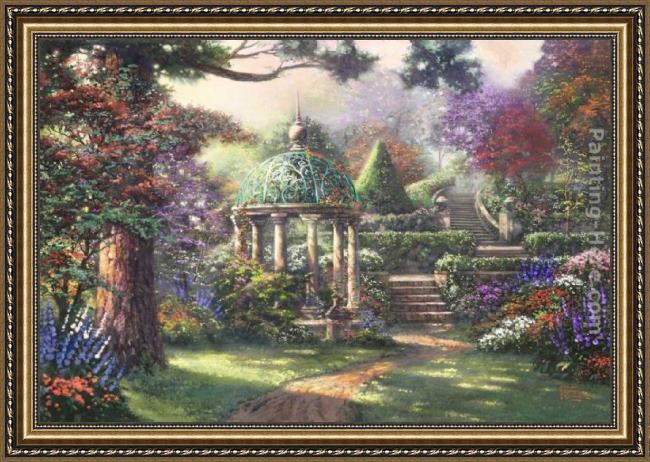 Framed Thomas Kinkade gazebo of prayer painting