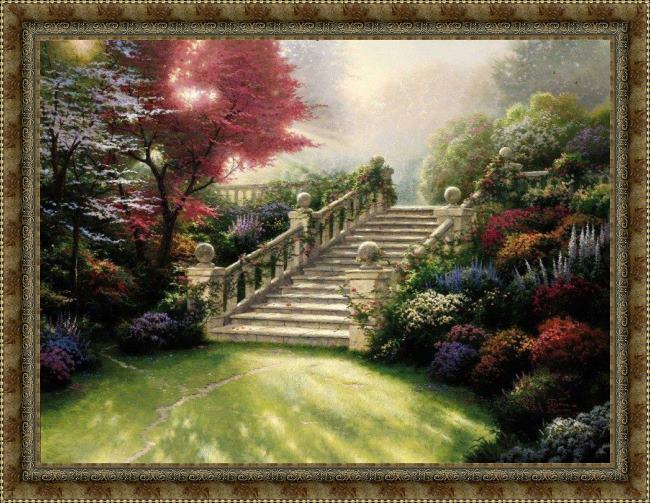 Framed Thomas Kinkade stairway to paradise painting