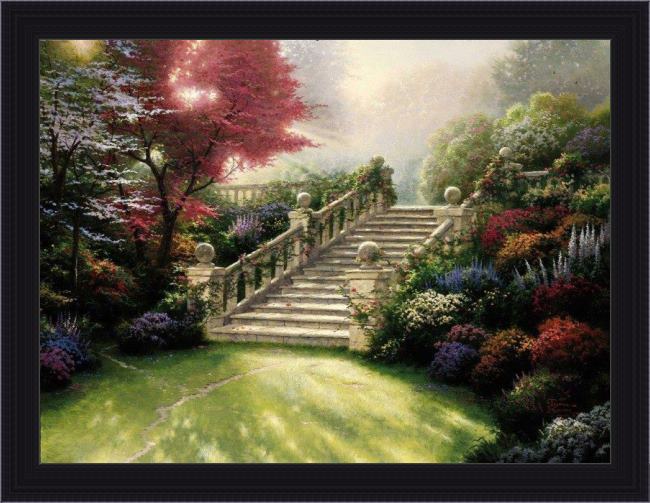 Framed Thomas Kinkade stairway to paradise painting