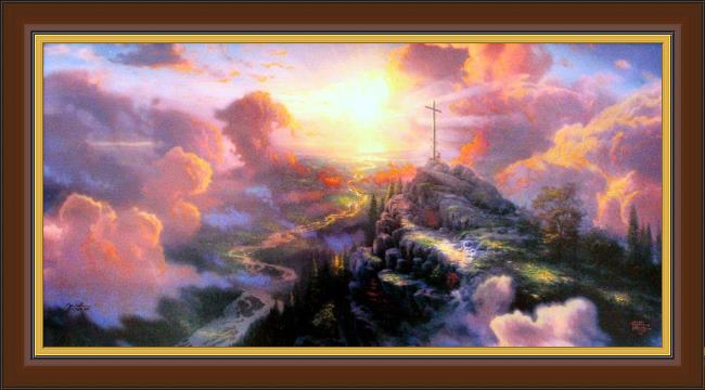 Framed Thomas Kinkade the cross painting