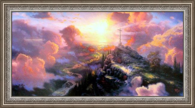 Framed Thomas Kinkade the cross painting