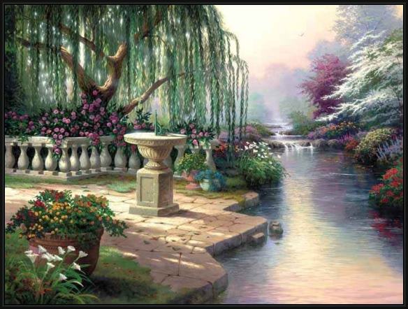 Framed Thomas Kinkade the hour of prayer painting