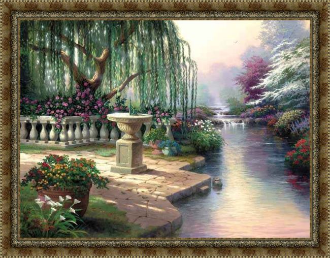 Framed Thomas Kinkade the hour of prayer painting