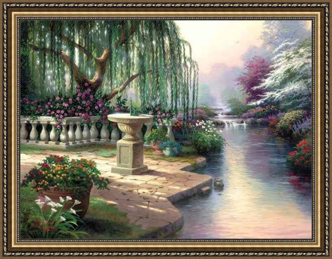 Framed Thomas Kinkade the hour of prayer painting