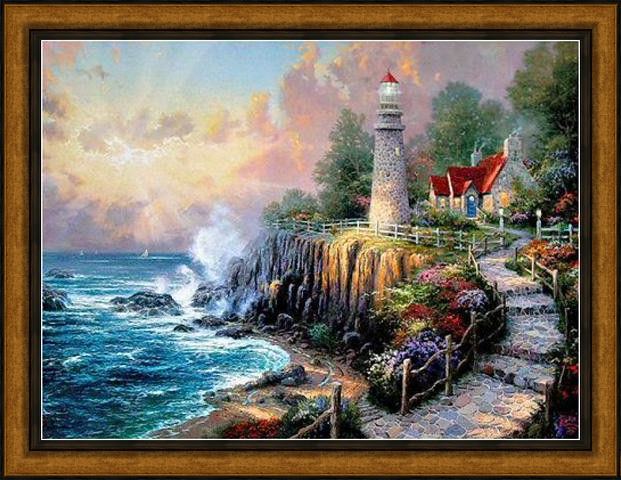 Framed Thomas Kinkade the light of peace painting