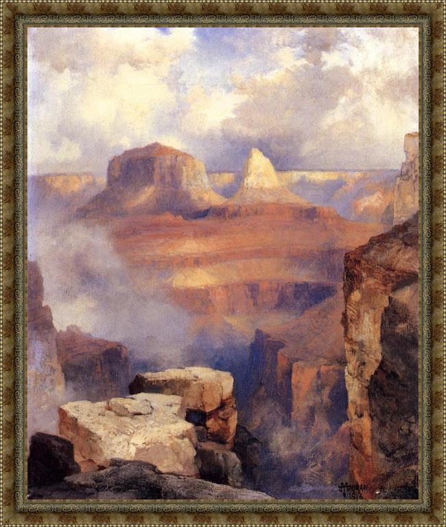 Framed Thomas Moran grand canyon painting