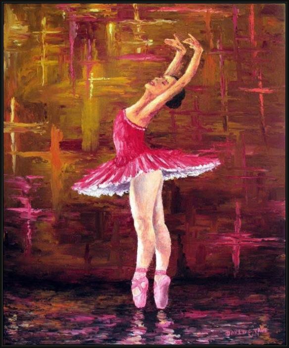 Framed Unknown ballerina painting