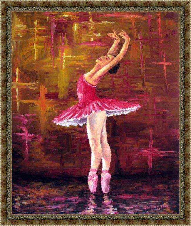 Framed Unknown ballerina painting