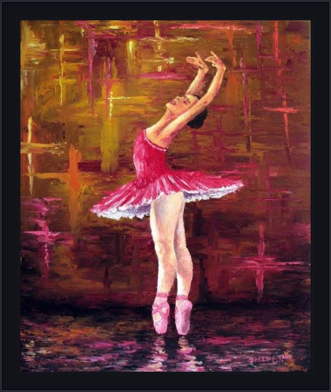 Framed Unknown ballerina painting