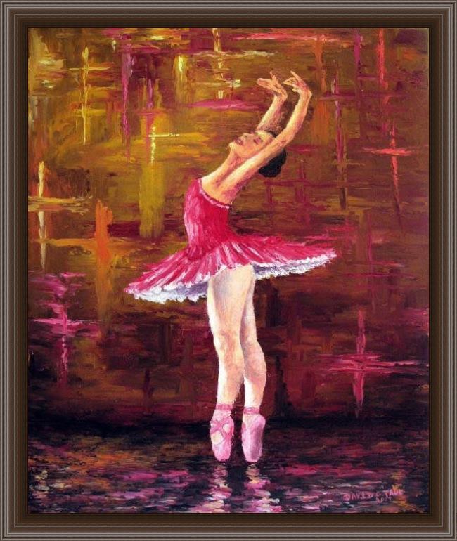 Framed Unknown ballerina painting