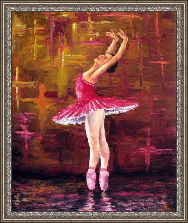 Framed Unknown ballerina painting