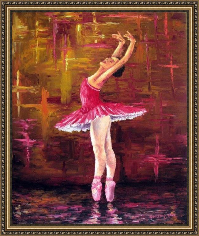 Framed Unknown ballerina painting