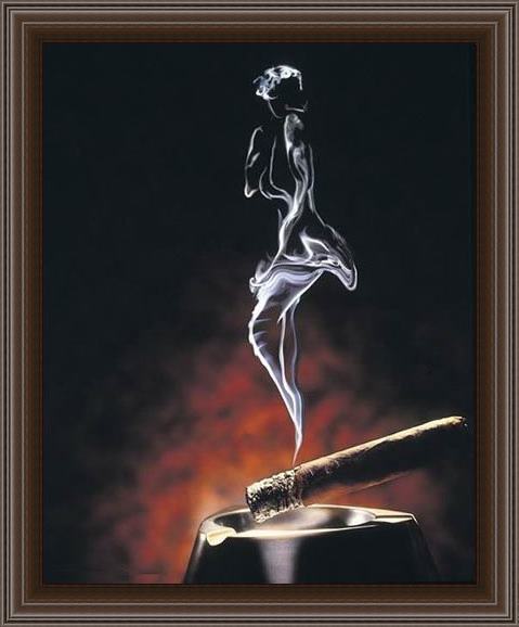 Framed Unknown cigar painting