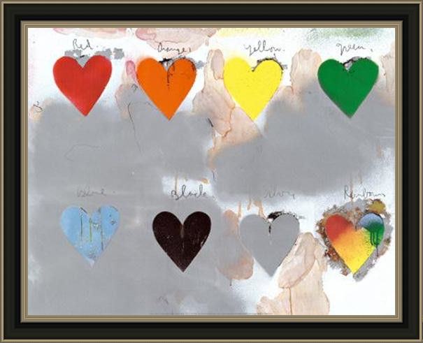 Framed Unknown jim dine hearts painting