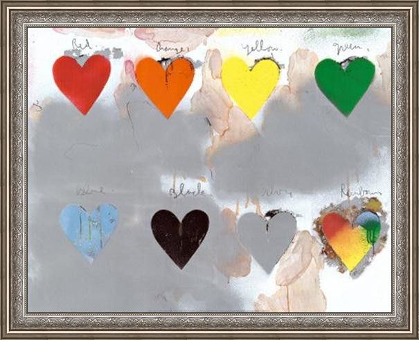 Framed Unknown jim dine hearts painting