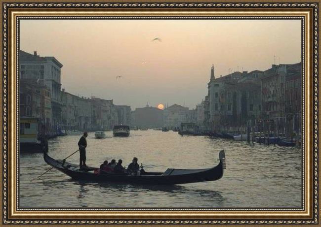 Framed Unknown venice sunset painting
