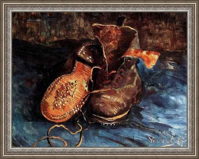 Framed Vincent van Gogh a pair of shoes 2 painting