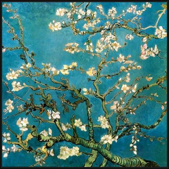 Framed Vincent van Gogh almond branches in bloom 1 painting
