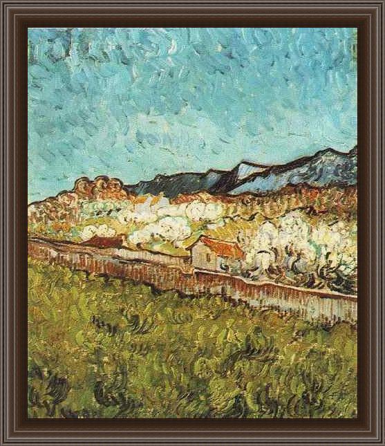 Framed Vincent van Gogh aux pieds des montagnes 1889 painting