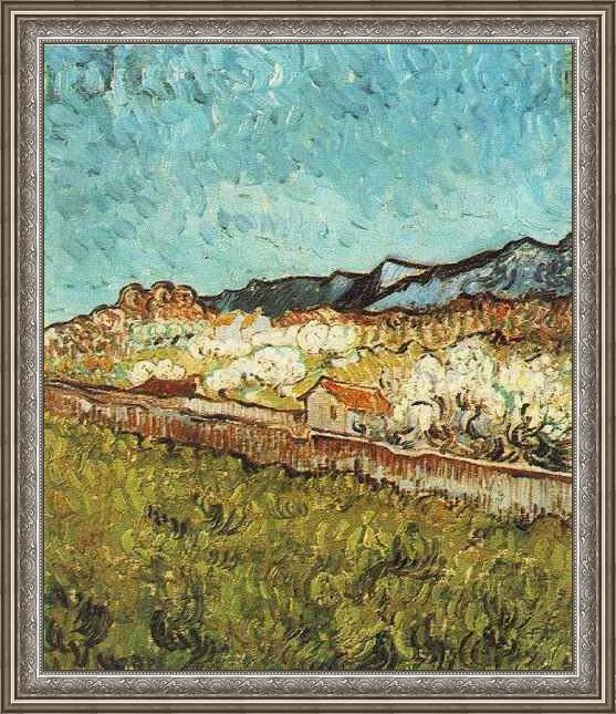 Framed Vincent van Gogh aux pieds des montagnes 1889 painting