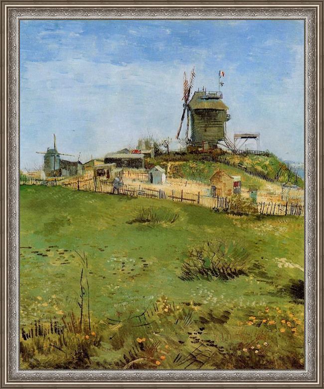 Framed Vincent van Gogh le moulin de la galette painting