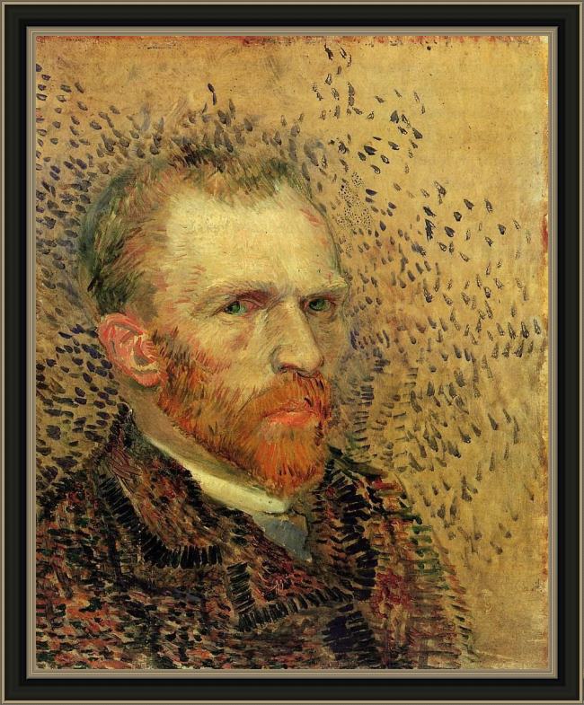 Framed Vincent van Gogh self portrait painting