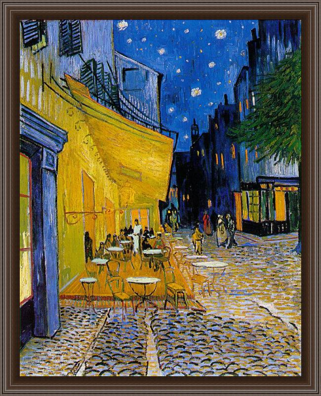 Framed Vincent van Gogh the cafe terrace painting
