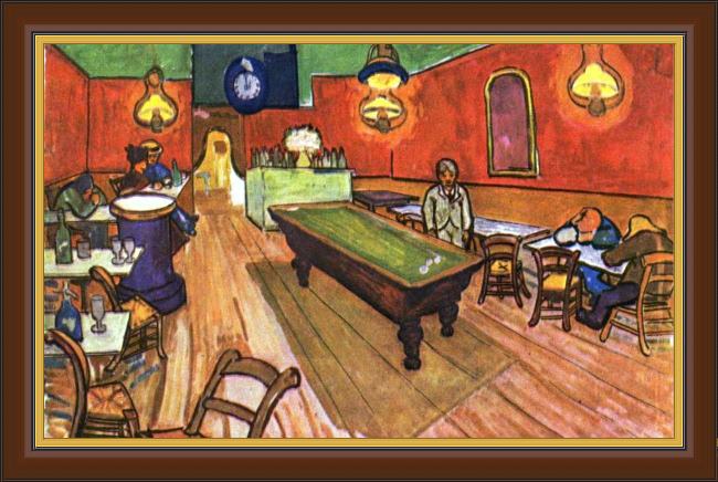 Framed Vincent van Gogh the night cafe in the place lamartine in arles painting